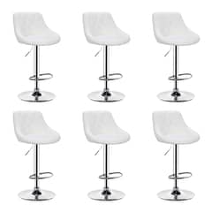 GLOBAL LATIN GROUP - Pack 6 Sillas Taburete Piso Bar Giratoria Altura Regulable Con Respaldo - Blanco