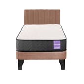 5 SUEÑO - Cama Europea 1,5 Plazas Aura + Respaldo Tubular Negro Beige