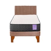 5 SUEÑO - Cama Europea 1,5 Plazas Aura + Respaldo Tubular Madera Beige