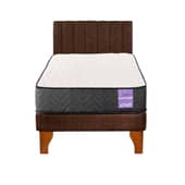5 SUEÑO - Cama Europea 1,5 Plazas Aura + Respaldo Tubular Madera Café