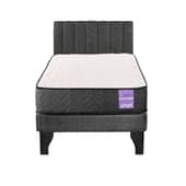5 SUEÑO - Cama Europea 1,5 Plazas Aura + Respaldo Tubular Negro Gris