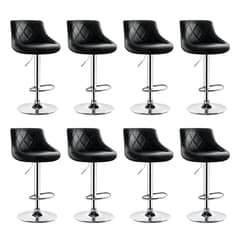 GLOBAL LATIN GROUP - Pack 8 Sillas Taburete Piso Bar Giratoria Altura Regulable Negra Con Respaldo - Negro