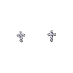 ANDREA - Aros Cruz Mini Circón Plata Fina 925