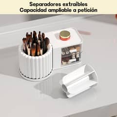 AIZO - Blanco Organizador Cosmeticos Cosmetiquero 360 Grados Con 2 Cajones