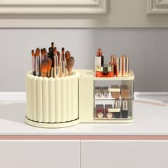 AIZO - Amarillo Organizador Cosmeticos Cosmetiquero 360 Grados Con 2 Cajones