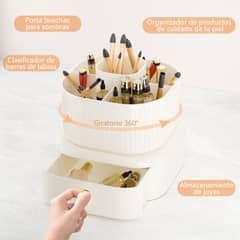 AIZO - Blanco Organizador Cosmeticos 360 Cosmetiquero Maquillaje Con Cajón