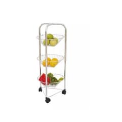 GENERICO - Organizador De Frutas 3 Niveles Metal Cromado