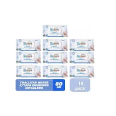 EMUBABY - Toallitas Húmedas Water 10 Paq De 80und C/u (800u)
