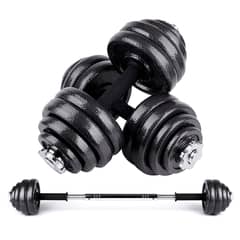 ATLETIS - Set Barra Mancuernas Metal 30Kg Negro