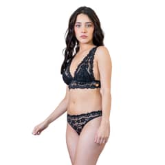 GENERICO - Faenza Conjunto Allegra ropa interior negro de encaje