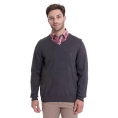MCGREGOR - Sweater Cuello V Melange Gris Oscuro