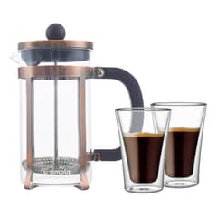 SIMPLIT - Pack Cafetera Francesa 600 ml + Set 2 Vasos 400 ml
