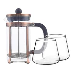 SIMPLIT - Pack Cafetera Francesa 600 ml + Set 2 Vasos 320 ml