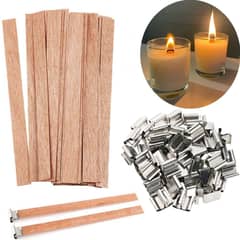 KUANGYE - Mecha De Vela Madera Con Soporte Y Adhesivos 13 X 130 Mm 50u