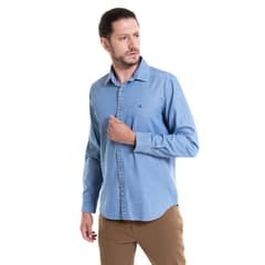 POTROS - Camisa Look Denim Celeste
