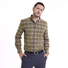 POTROS - Camisa Oxford Hombre Fantasía Verde Musgo Manga Larga
