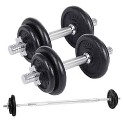 ATLETIS - Set Barra Mancuernas Metal 50kg Negro