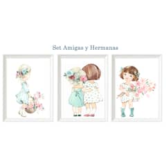 DECORACION CREATIVA - Set Cuadro infantil niña Amigas y Hermanas