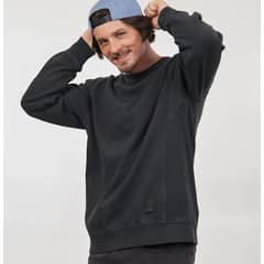 POLEMIC - Poleron cuello redondo pigment dye regular fit negro