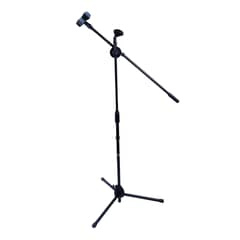 AKC - PEDESTAL CON BOOM CON 2 PORTA MICROFONOS MOD.MS-1BK