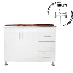IMPOSALON - Kit mueble lavaplatos 120 cm derecho con rebalse