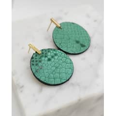 JARDIN DEL ESTE - Aros turquesa círculos de cuero
