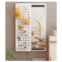 HOMER DESIGN - Organizador De Pared Con Gancho Espejo Y Tabla Deslizable blanco