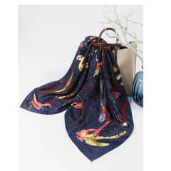 GENERICO - Pañuelo Mujer Tipo Seda Silk Feeling 90x90 Zorzal Azul