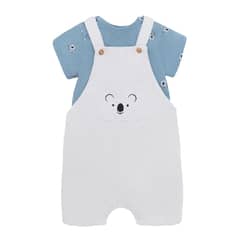 OFFCORSS - Conjunto corto de jardinera y body manga corta para recién nacido niño