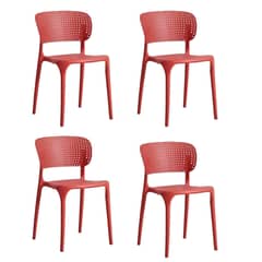 TEVERE - Pack 4 Sillas Escritorio Apilable Rojas