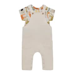 OFFCORSS - Conjunto jardinera y polera manga corta para recién nacidos unisex