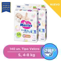 MERRIES - Pañales Velcro Super Jumbo S 70X2 PCS