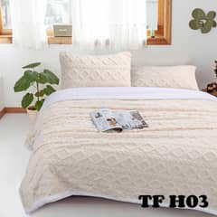 GENERICO - Frazada Polar con fundas - Manta con textura 2 plazas BLANCO INVIERNO