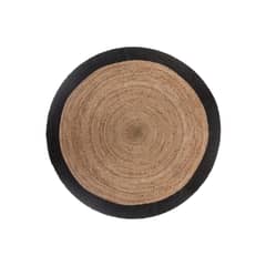 ATMOSPHERA - ALFOMBRA YUTE REDONDA CON BORDE NEGRO 120cm
