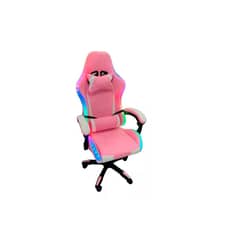 GENERICO - Silla Gamer Con Luces Led Giratoria Rosa