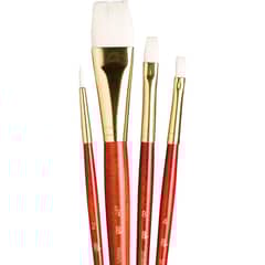 PRINCETON - Set 4 Pinceles Mango Corto Pelo Taklon Blanco