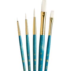 PRINCETON - Set 5 Pinceles Mango Corto Pelo Taklon Blanco