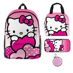 BRO TOUMI - 4 en 1 Mochila Infantil Hallokitty Lonchera Estuche-Pink