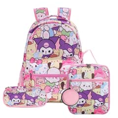 BRO TOUMI - 4 en 1 Mochila Infantil HalloKitty Lonchera Estuche-Rosa