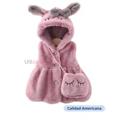 JUMP KIDS - Polerón Sin Mangas Polar Capucha Orejas Bolso Niña Lila