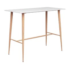 PANDALINO - Mesa Alta Bar Álamo - Color Blanco - 120x60x 105