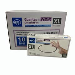 GENERICO - Pack 10 Cajas Guantes Vinilo Sin Polvo Heile - Talla XL