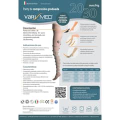 VARIMED - Panty Compresión Graduada 20/30mmhg Punta Abierta - Marron claro - M