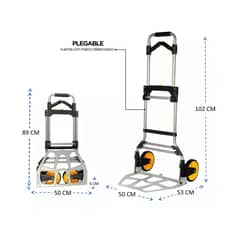GENERICO - Carro Plegable Tipo Yegua Con Asa Acero 150 Kg 52x50x115 Cm