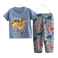 KIVARA - Pijama Pantalon Largo Manga Corta Niño Algodón King Dino