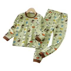 KIVARA - Pijama Niño Infantil Manga Larga Algodon Verde Con Dinos