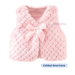 JUMP KIDS - Chaleco Peludo Con Lazo Niña Rosa