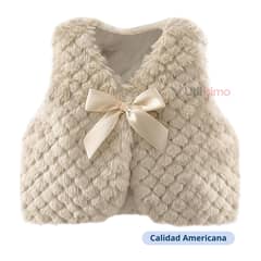 JUMP KIDS - Chaleco Peludo Con Lazo Niña Beige