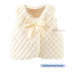 JUMP KIDS - Chaleco Peludo Con Lazo Niña Blanco
