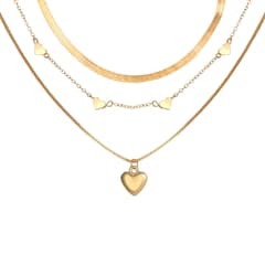 VATYERTY - Collar de 3 cadenas con dijes en forma de corazón
